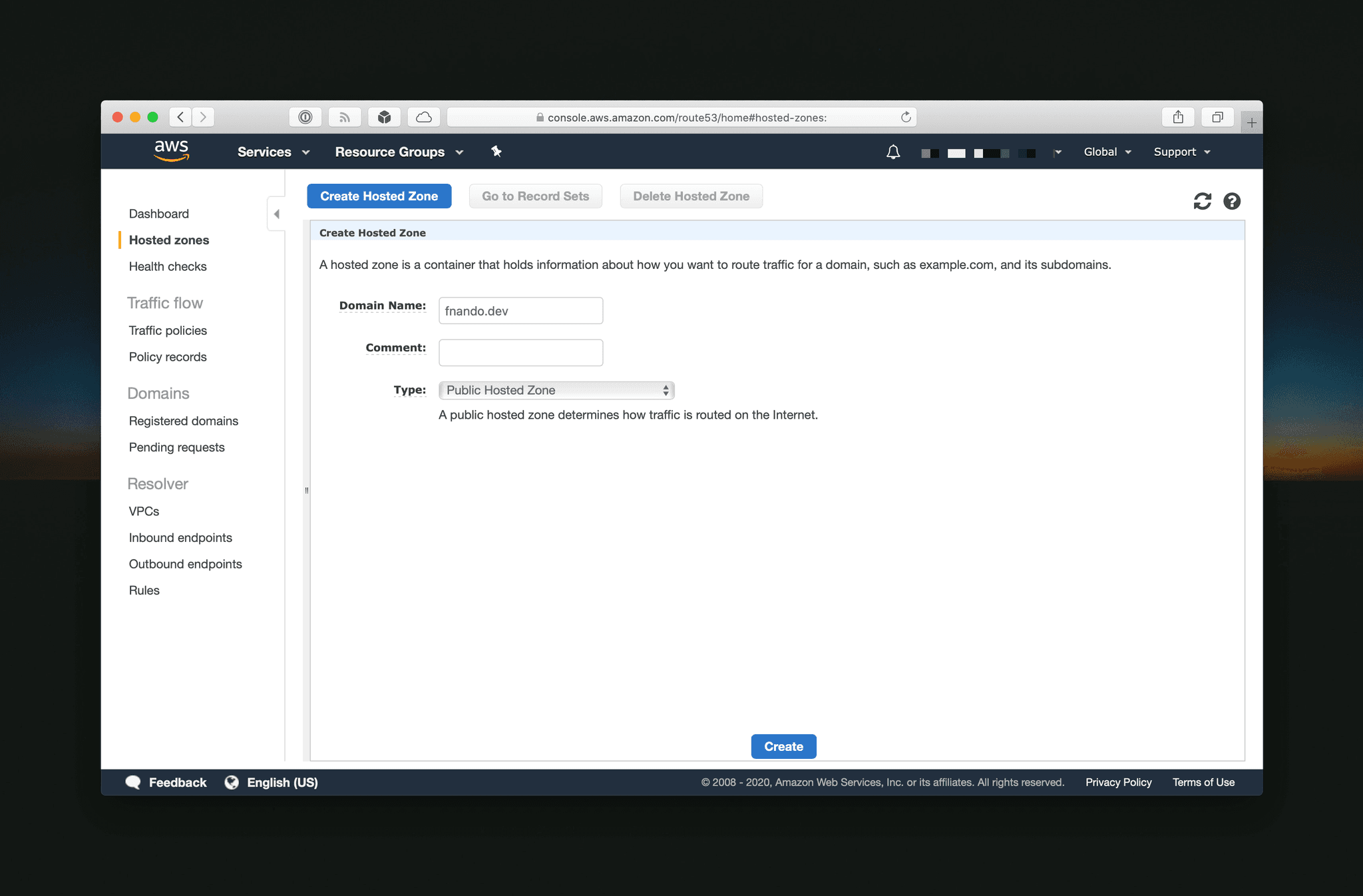 aws-route53-new-hosted-zone